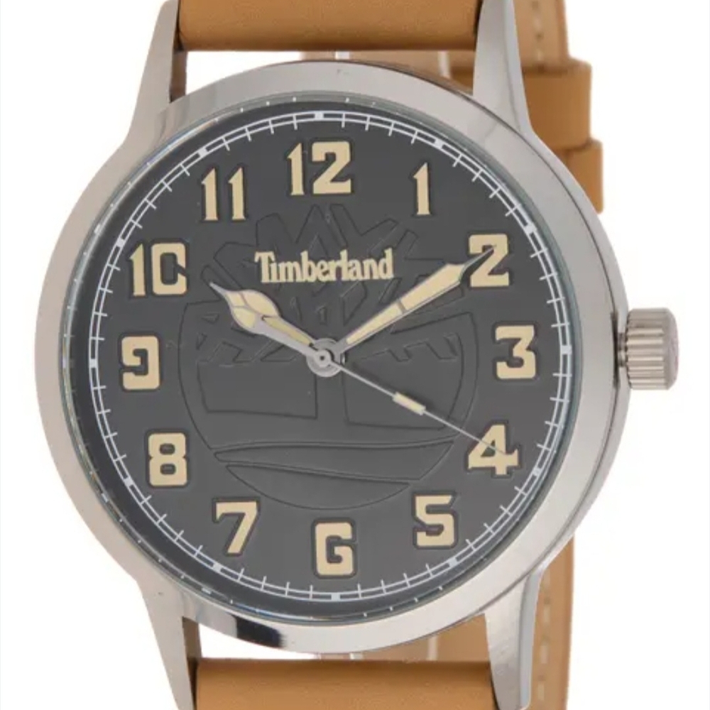 NEW Timberland Gray and Tan Leather Watch